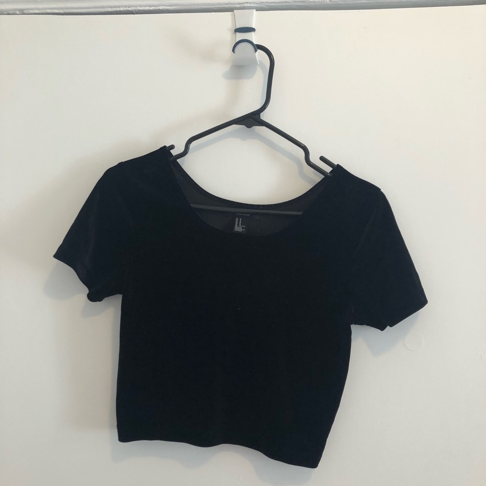 Crop top black velvet